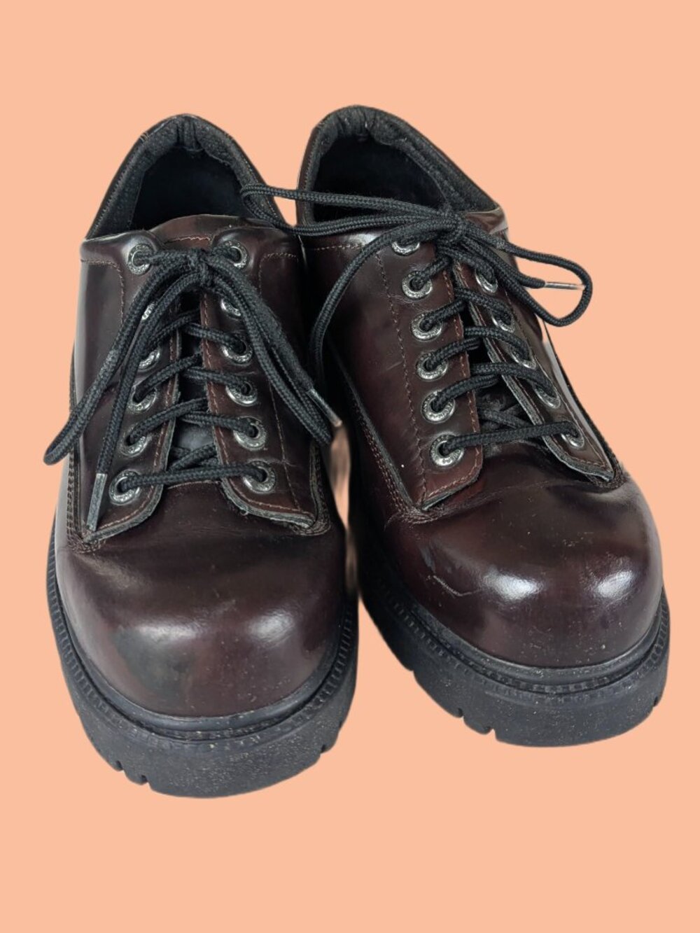 Rich Burgundy Leather Vintage Y2K Skechers Jammers platform oxfords - US Mens 12 - Picture 5 of 16